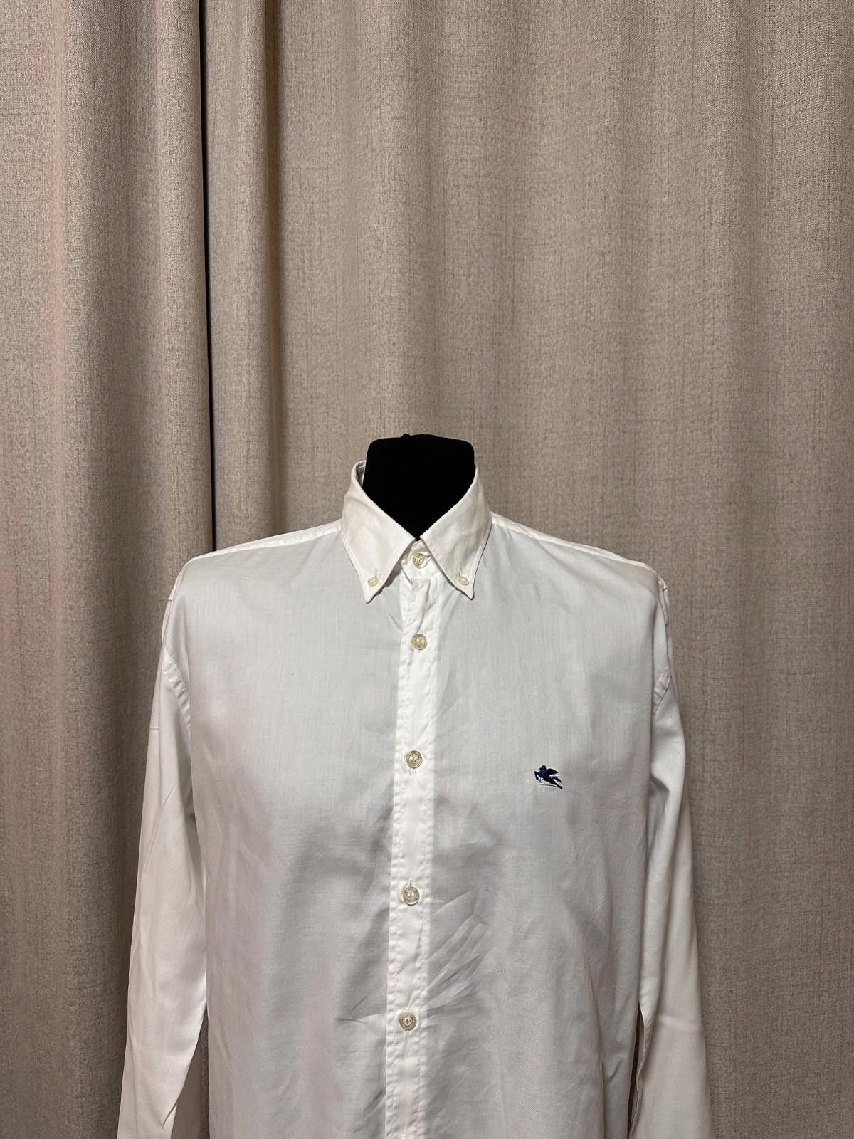 Etro Etro Mens Dress Shirt White Logo Sz 43 Size 42R - 2 Thumbnail