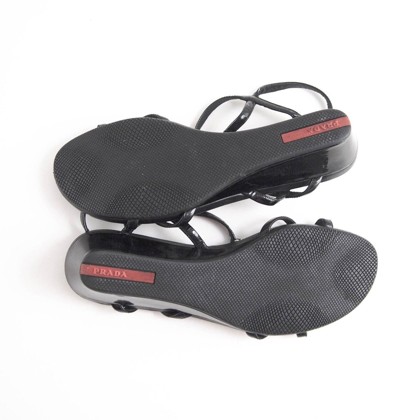 Prada Prada Sandals Black Rhinestones Pat Leather US 8.5 EU 38.5 Size US 8.5 / IT 38.5 - 10 Thumbnail