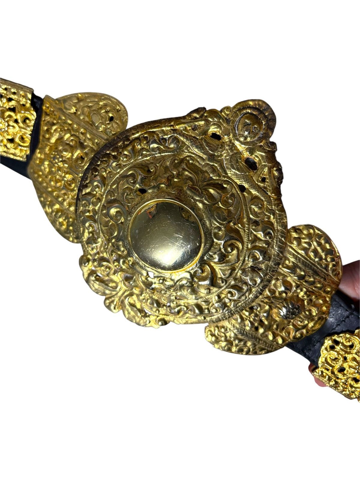 Roberta di Camerino 32 1970s Roberta di Camerino Gold Plated Buckle Western Belt Size 32 - 5 Thumbnail