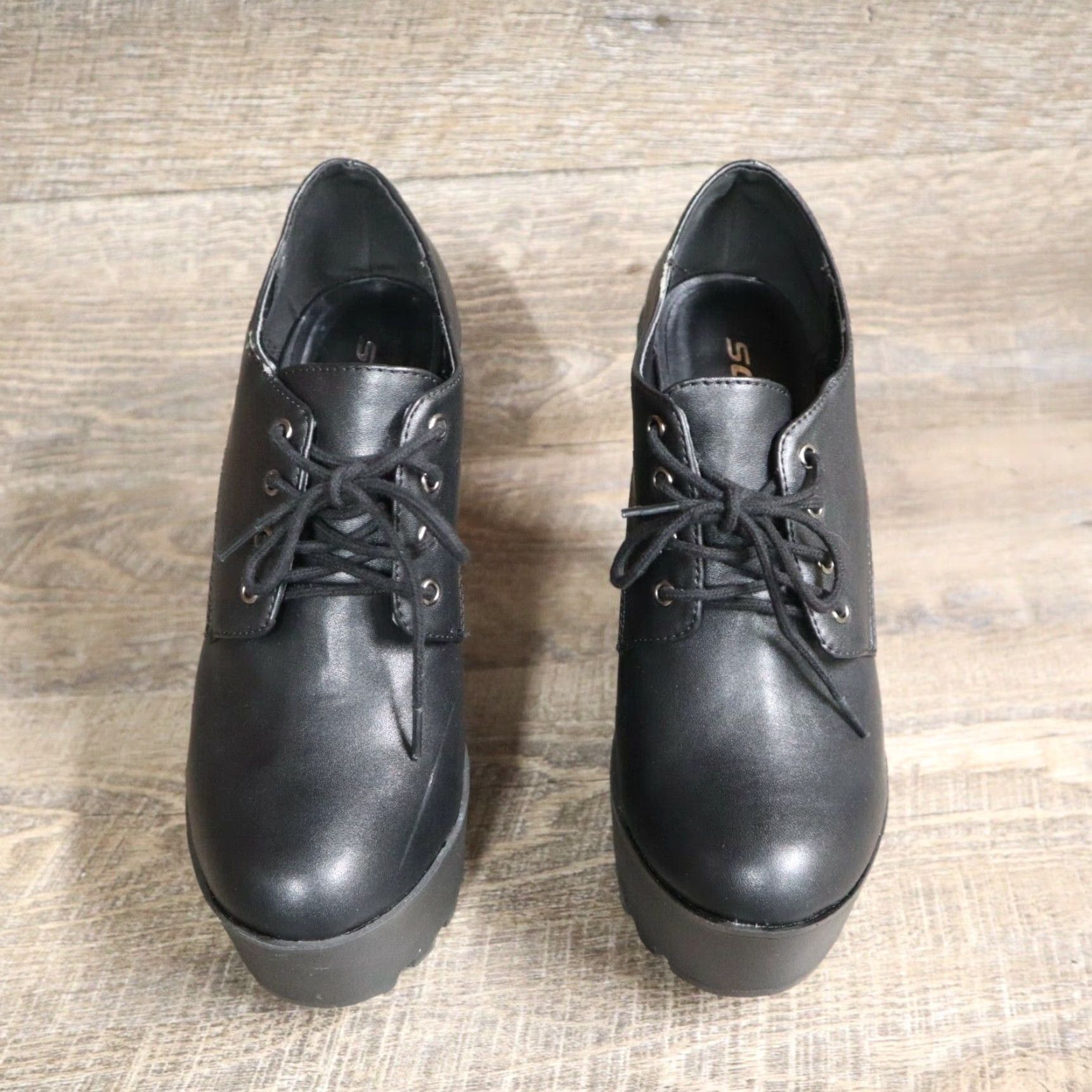Vintage VINTAGE Soda Platform Boot Heels Lace Up Shearling Black Women's Size 9 Size US 9 / IT 39 - 3 Thumbnail