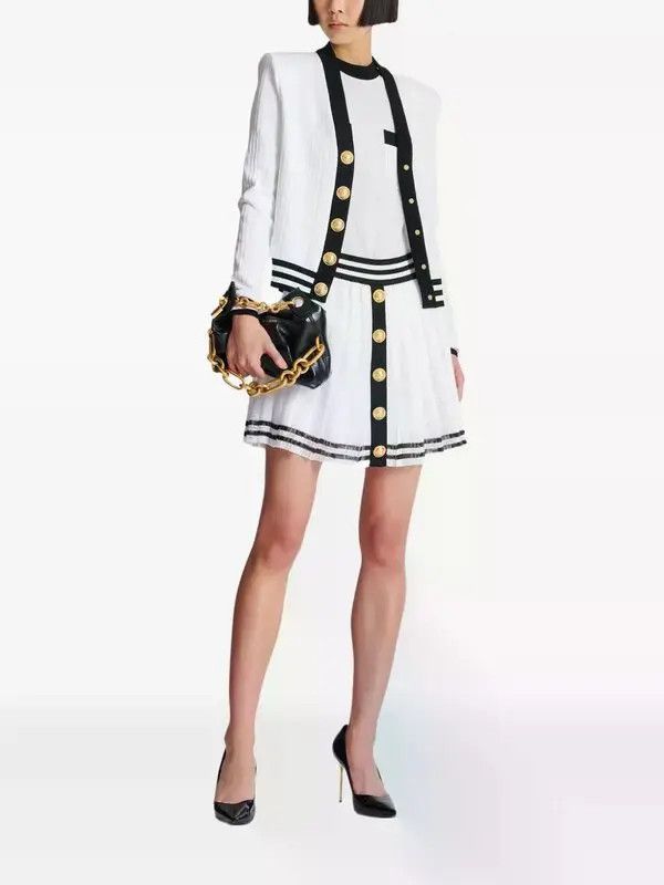 Balmain o1s1wg111225 Two-Tone Cardigan in White/Black Size XL / US 12-14 / IT 48-50 - 5 Thumbnail