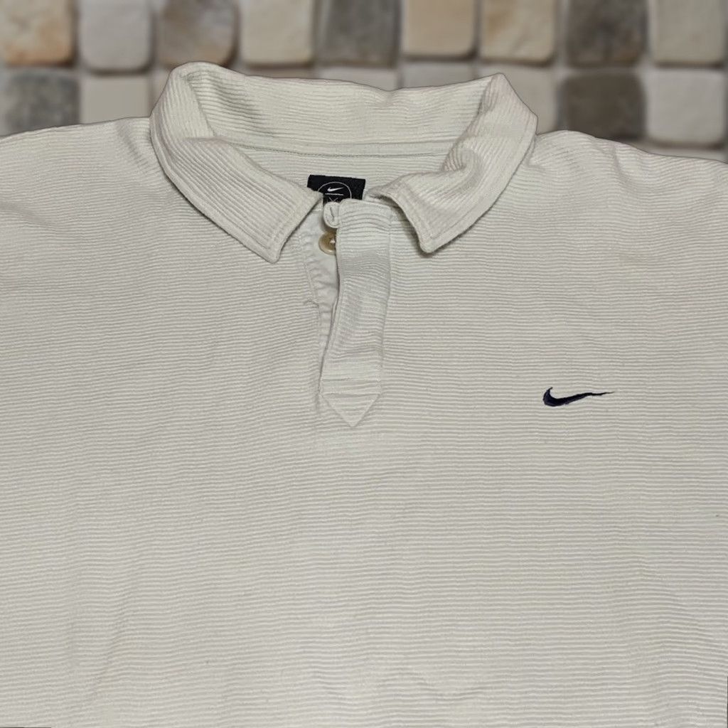 Nike VINTAGE Nike Golf Polo Shirt Mens XL 100% Cotton Ivory Short Sleeve Button-Up Rugby Golf Steve Spurrier Alltel Scramble Nike Golf Size US XL / EU 56 / 4 - 1 Thumbnail