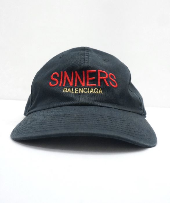 Balenciaga RARE Balenciaga Sinners Logo Black Hat Baseball Cap