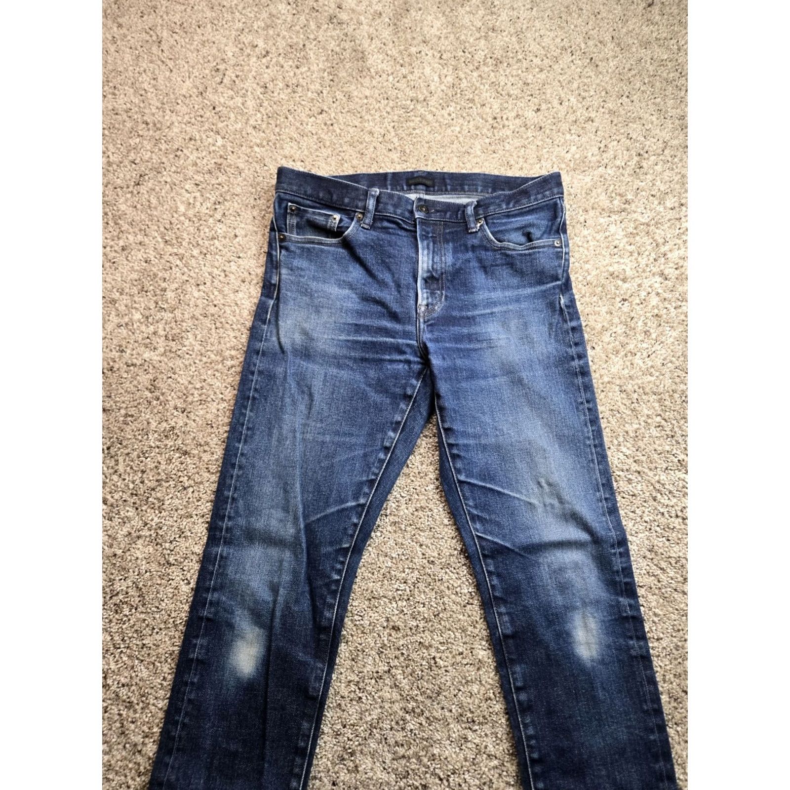 Uniqlo Uniqlo Jeans Slim Straight 33x31 Mens Kaihara Selvedge Denim Blue Low Rise Straight Jeans 5-Pocket Stretch Size US 33 - 4 Thumbnail