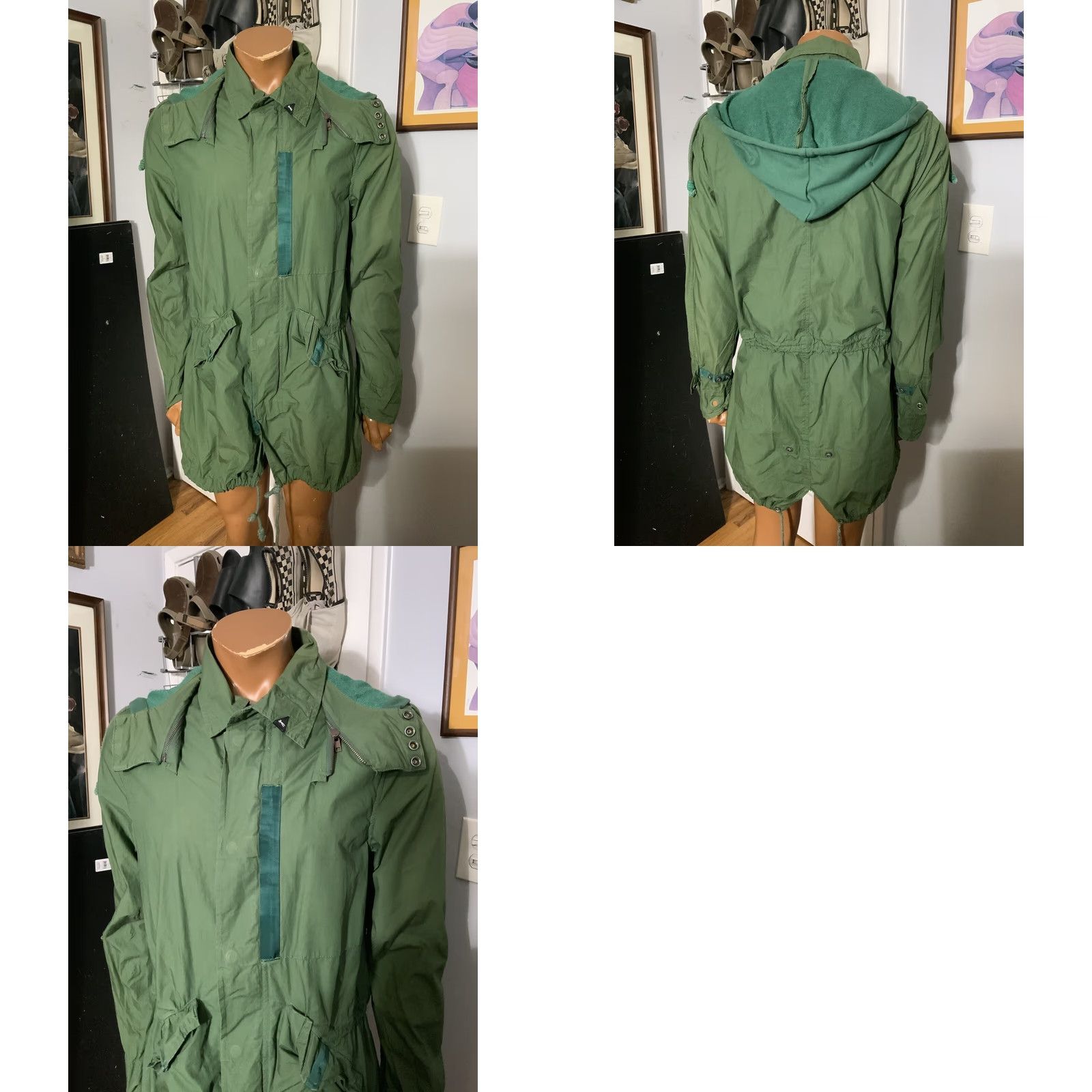 DENHAM VINTAGE Denham Fjord Style Military Fishtail Recut Parka Twill Jacket Mens M Green Size US 31 - 8 Thumbnail