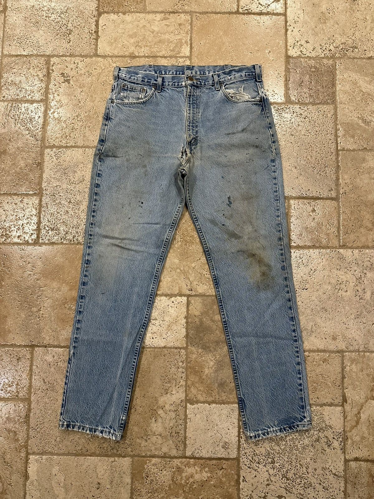 Carhartt Vintage Carhartt Thrashed / Distressed Blue Denim Jeans Size US 36 / EU 52 - 1 Thumbnail