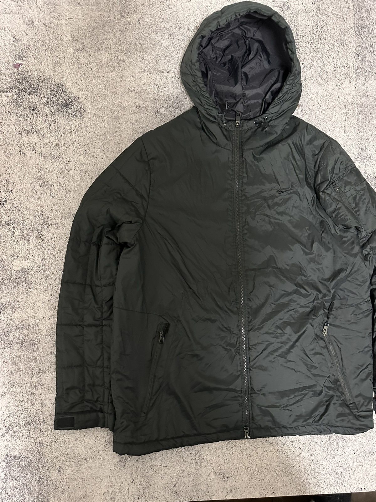 Nike Vintage Nike Zip Hooded Jacket Black Logo Fir Size US XL / EU 56 / 4 - 2 Thumbnail