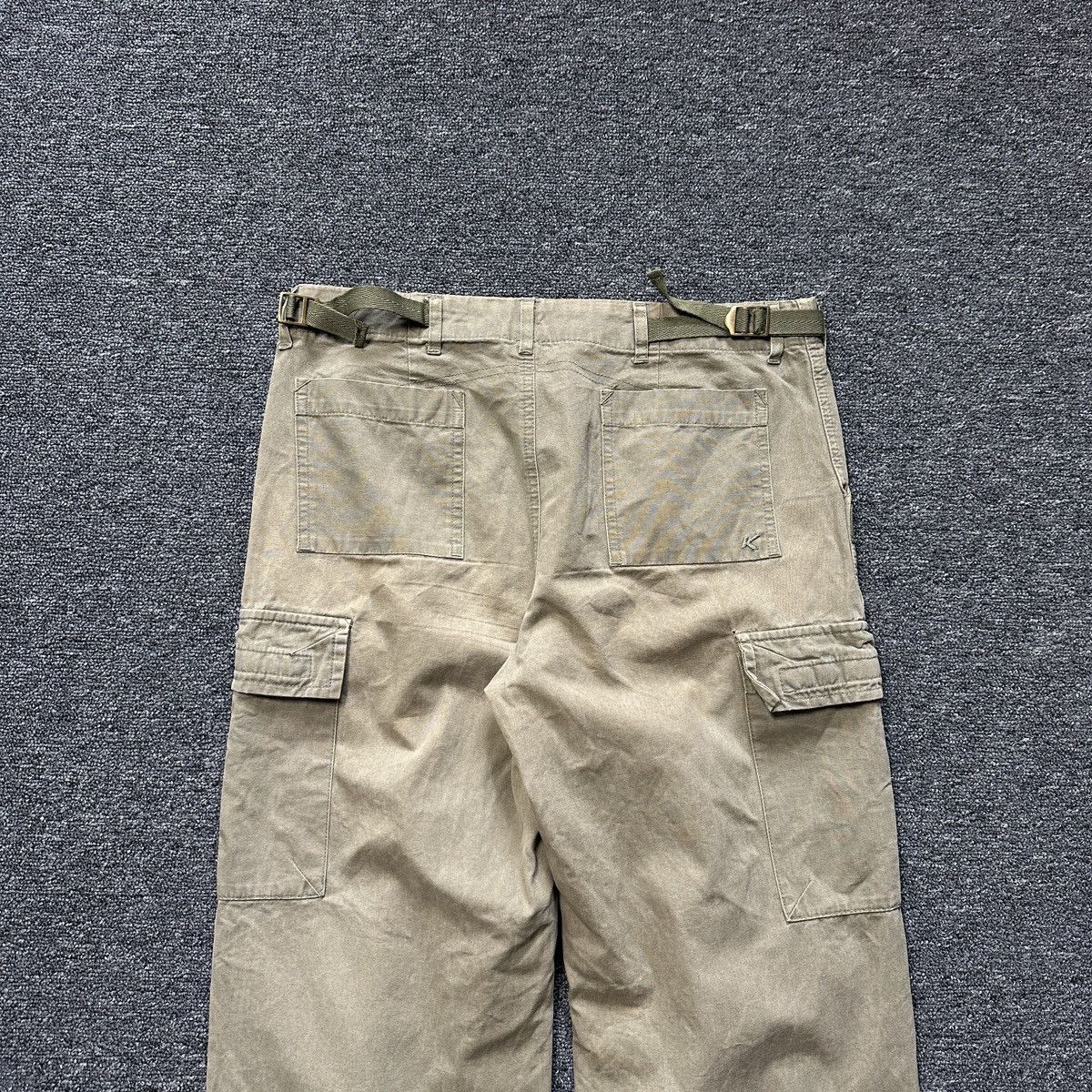 Japanese Brand Kenvelo Girl Wide Flare Olive Cargo Pants Size 26" / US 2 / IT 38 - 7 Thumbnail