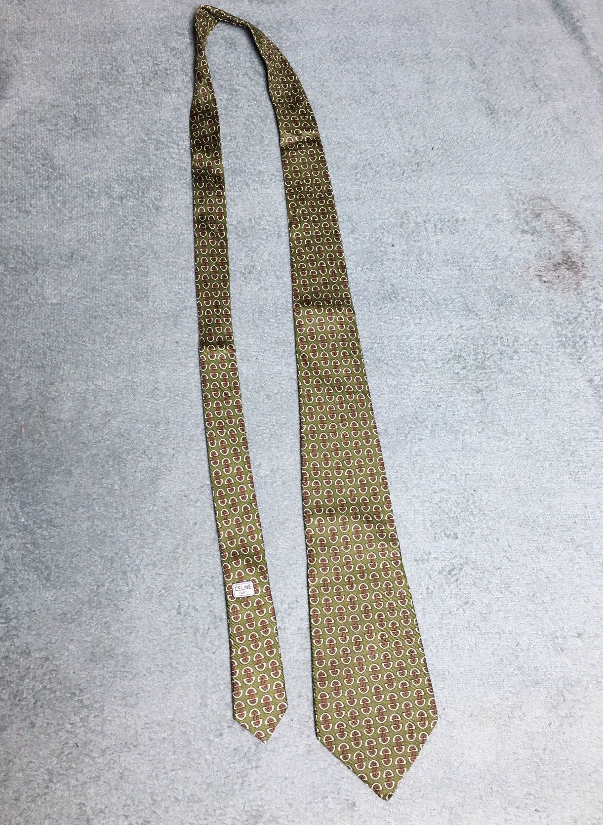 Celine CELINE Vintage Elegant Buckle Logo Italy Silk Mens Tie Size ONE SIZE - 7 Thumbnail