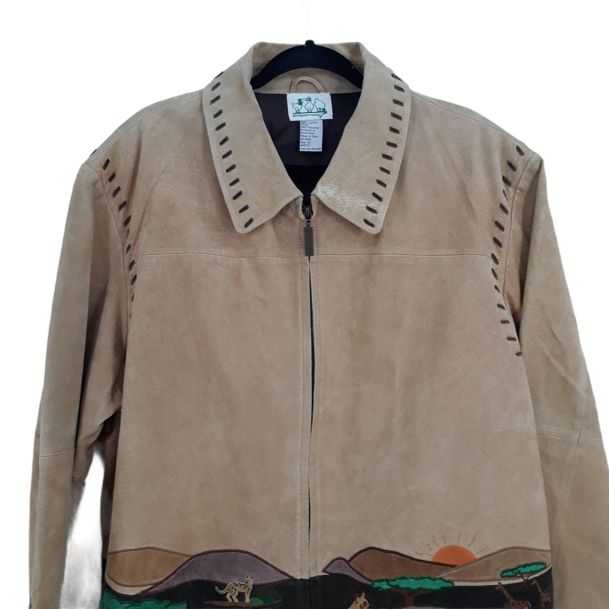 Quacker Factory 80's Leather Jacket Novelty Safari Animal Giraffe Tiger Size XXL / US 16-18 / IT 52-54 - 5 Thumbnail