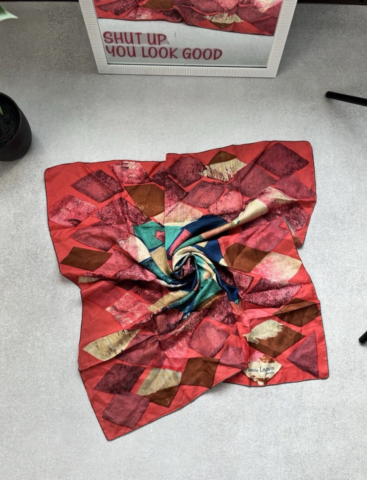 Lanvin JEANNE LANVIN Paris Rare Print Silk Handkerchief Scarf Size ONE SIZE - 1 Thumbnail