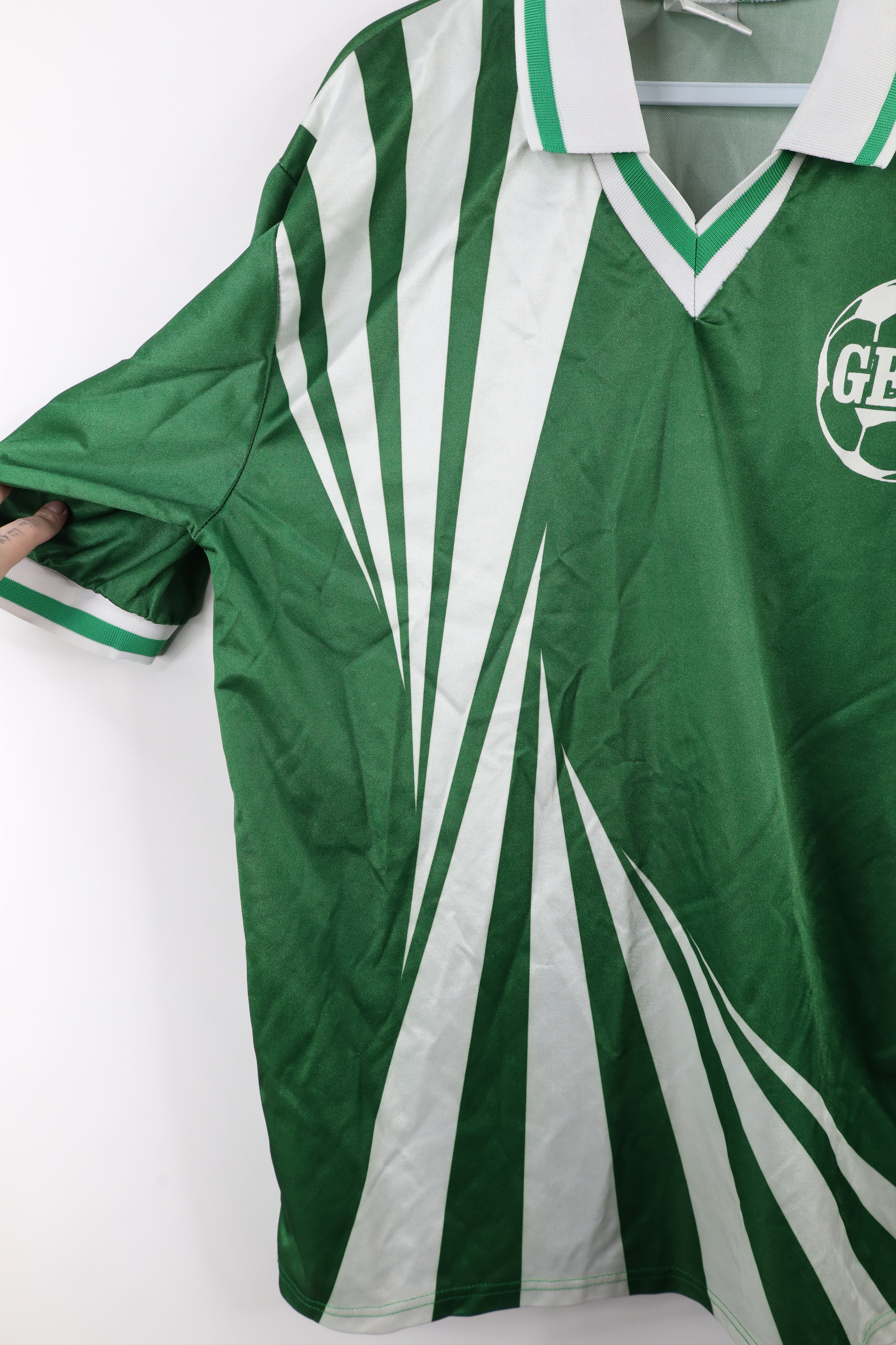 Vintage Vintage 90s Collared Short Sleeve Soccer Jersey Green White Size US L / EU 52-54 / 3 - 6 Thumbnail
