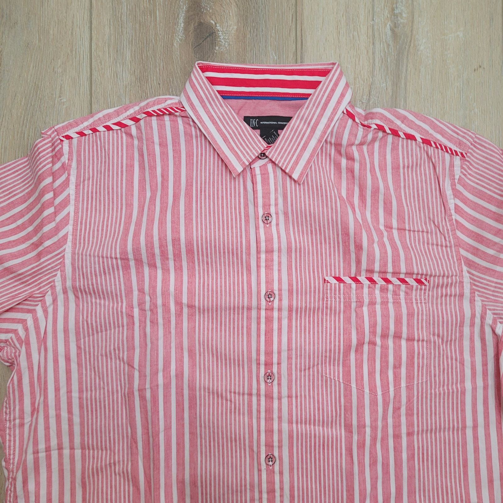 Other INC Shirt Mens XL (Tag L Relaxed) Pink Stripe Button Up Size US L / EU 52-54 / 3 - 2 Thumbnail