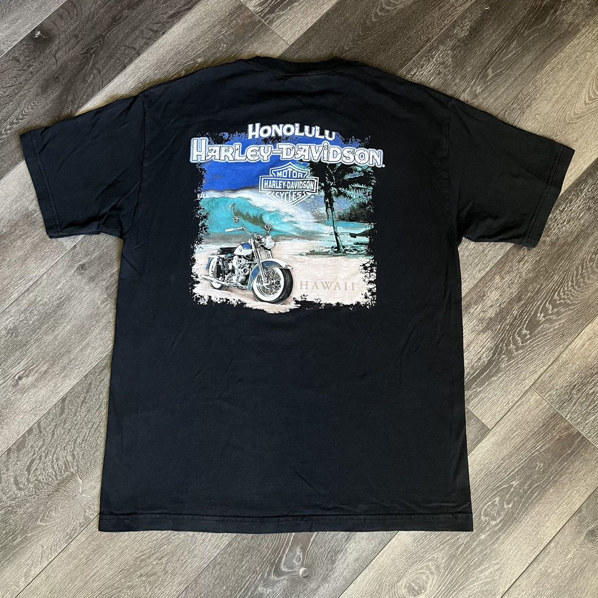 Harley Davidson Vintage 2000s Harley Davidson Honolulu Hawaii Beach Logo Tee Size US XL / EU 56 / 4 - 2 Thumbnail