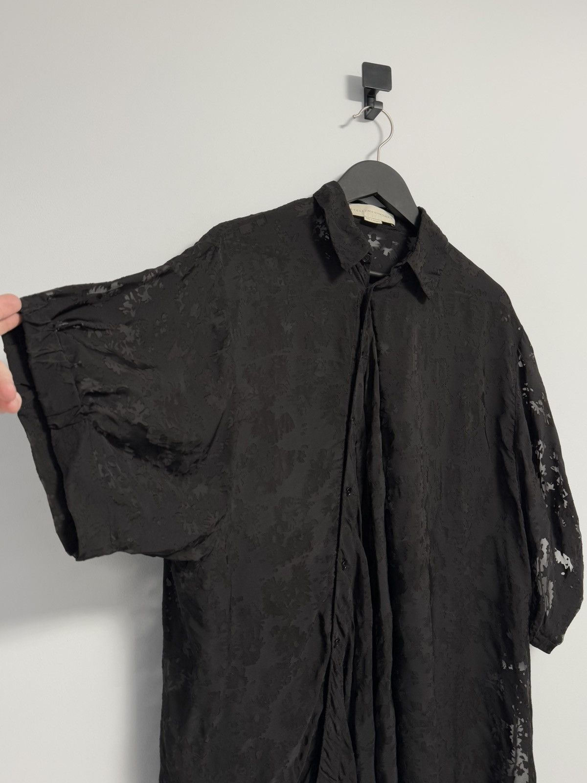 Stella McCartney STELLA MCCARTNEY Black Silk Ruched Shirt Blouse Top Size XL / US 12-14 / IT 48-50 - 2 Thumbnail