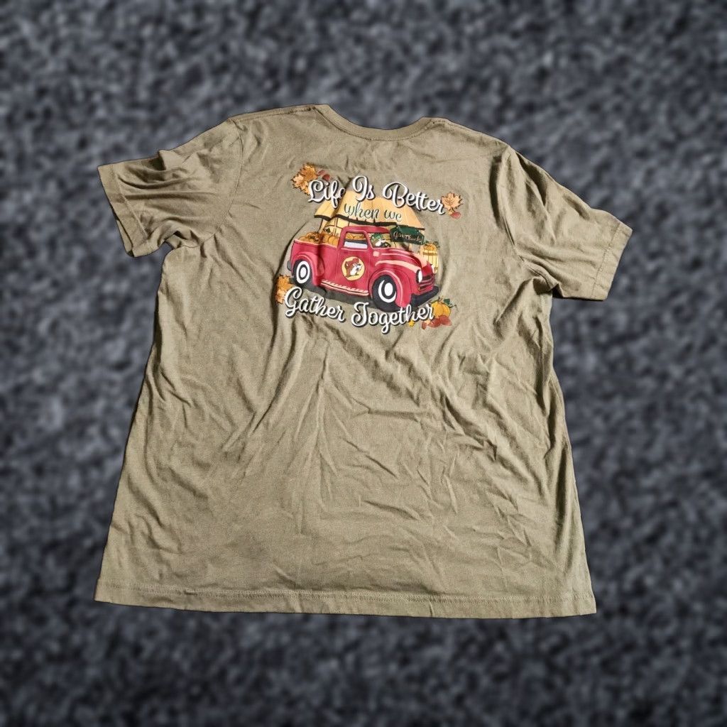 Vintage Buc-ee's Better When We Gather Together Fall Thanksgiving T Shirt Adult 2XL Green Short Sleeve Crew Neck Unisex 2XL Cotton Blend Vintage No Size US XXL / EU 58 / 5 - 1 Thumbnail