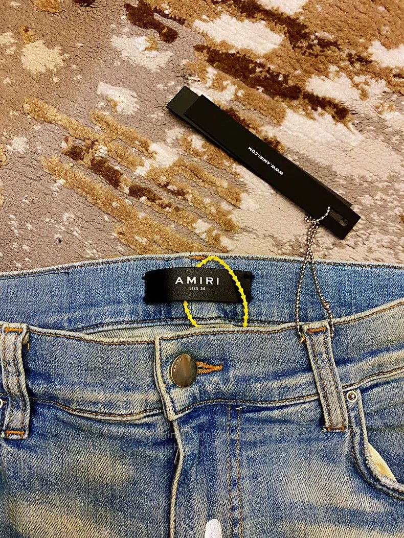 Amiri Amiri Blue Diamond Bottom Plaid Blue Jeans, Size 34 Size US 34 / EU 50 - 3 Thumbnail