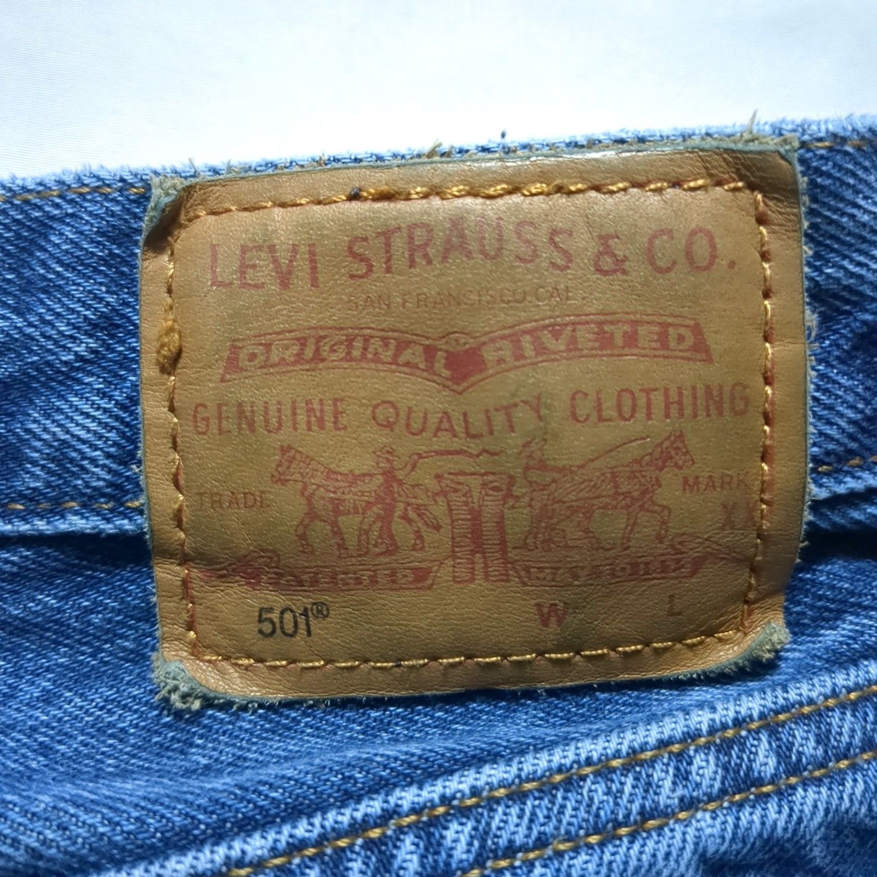 Levi's Levi's Premium 501 Original Fit Jeans Mens W31 L32 Denim Blue 5-Pocket Straight Regular Button Fly Leather Back Patch Size US 31 - 4 Thumbnail