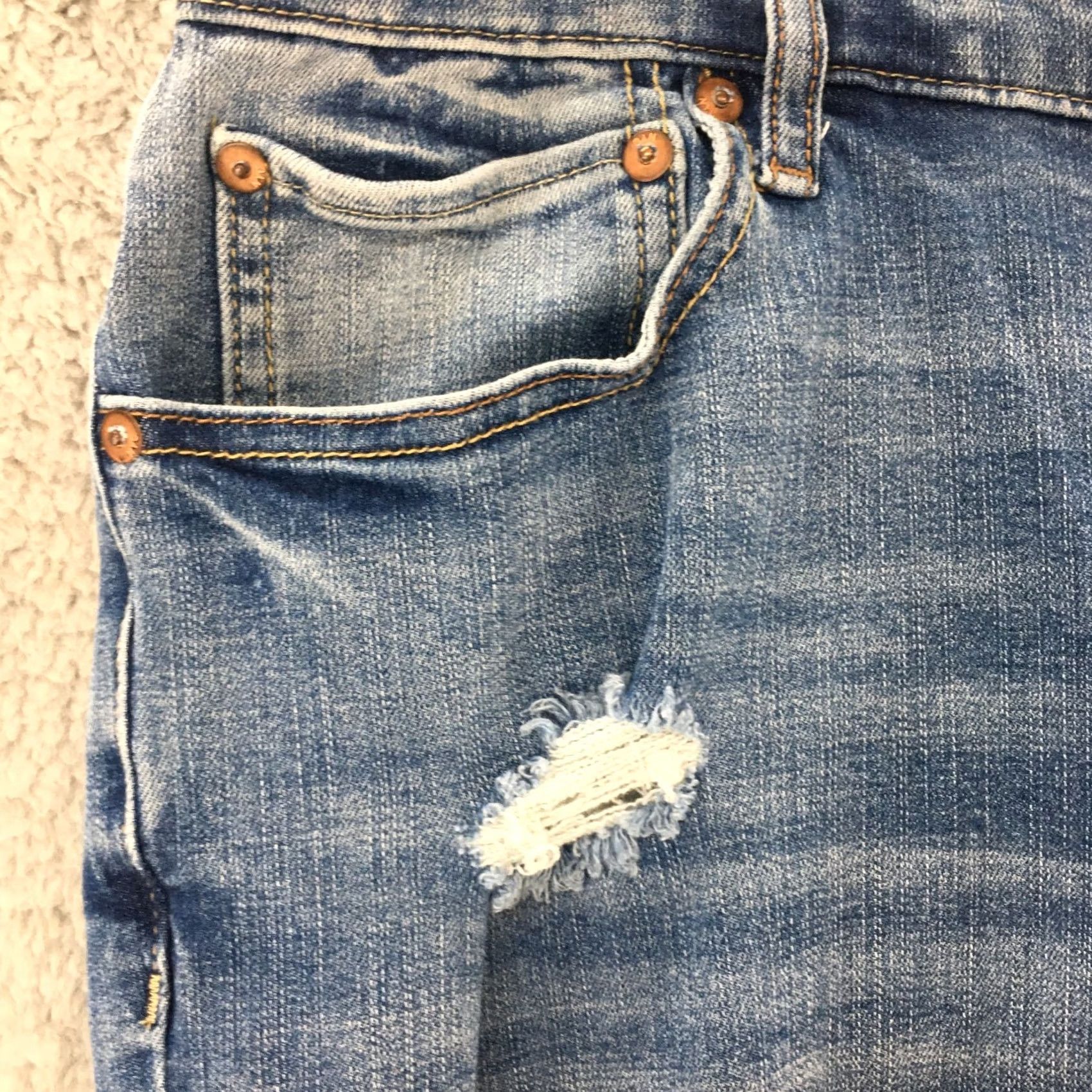 Vintage Aéropostale Flex Effects Skinny Jeans Womens 33/32 Blue Distressed Raw Hem Zip Jeans Size 24" / US 00 / IT 34 - 3 Thumbnail