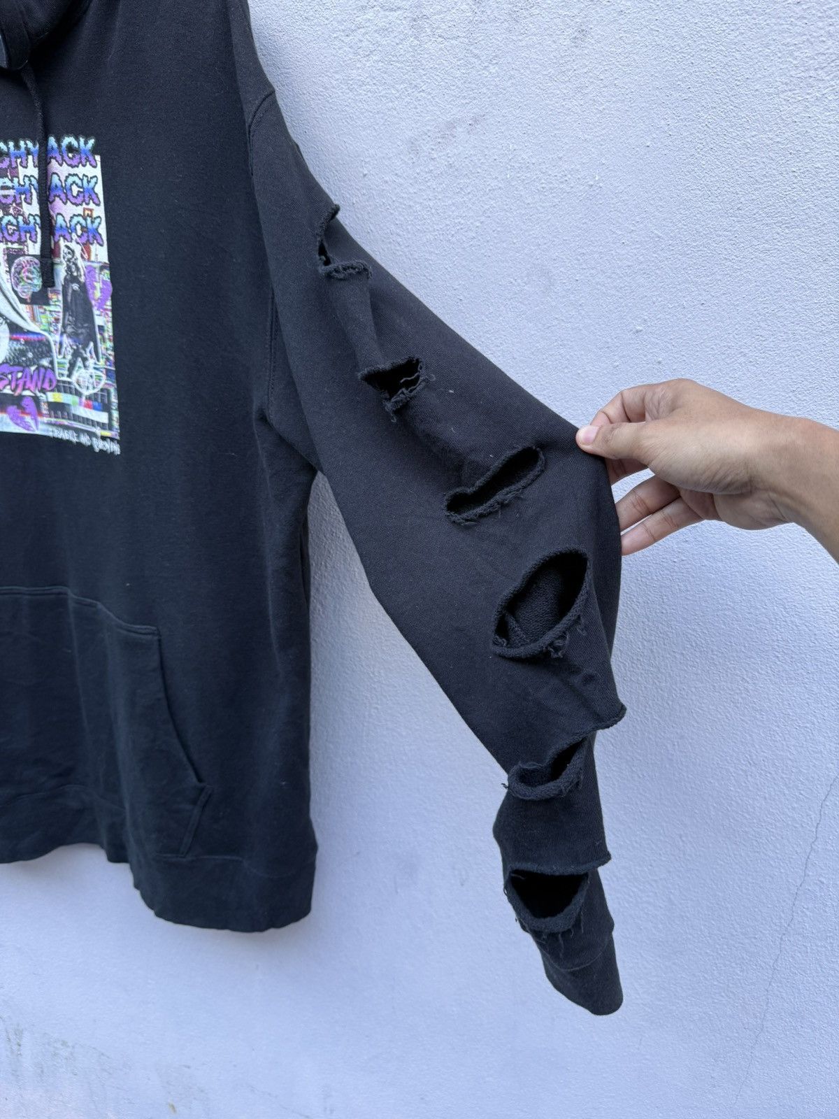 Japanese Brand 2000s KRY CLOTHING Crew Distressed 6cuts Sleeve Hoodie Size US XL / EU 56 / 4 - 2 Thumbnail