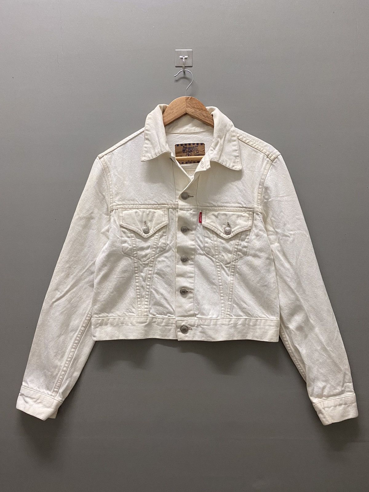 image of Melrose White Denim Jacket, Women's (Size Small)
