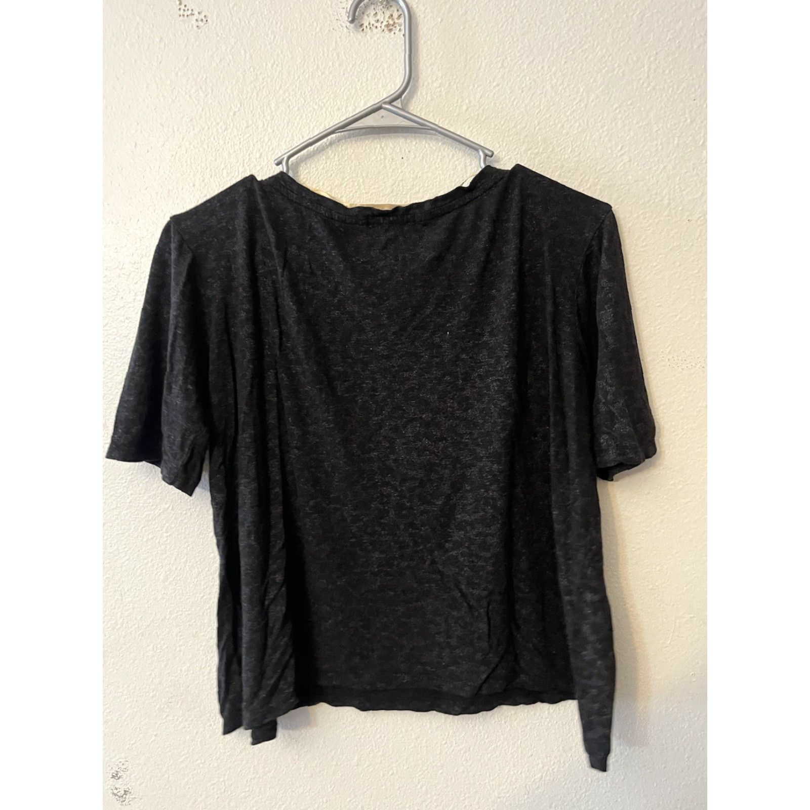 Vintage Democracy T-Shirt Women’s Black Rayon Linen Short Sleeve Size Small Black Mens Womens Girls Boys Size S / US 4 / IT 40 - 2 Thumbnail