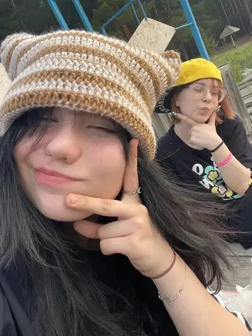 Other Knitted Beanie Hat in stripes with cat ears Size ONE SIZE - 3 Thumbnail