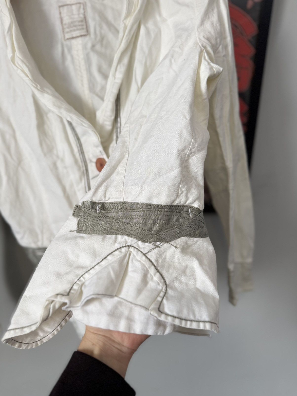 Marithe + Francois Girbaud Vintage Marithe Francois Girbaud White Linen Blazer Jacket Size M / US 6-8 / IT 42-44 - 3 Thumbnail