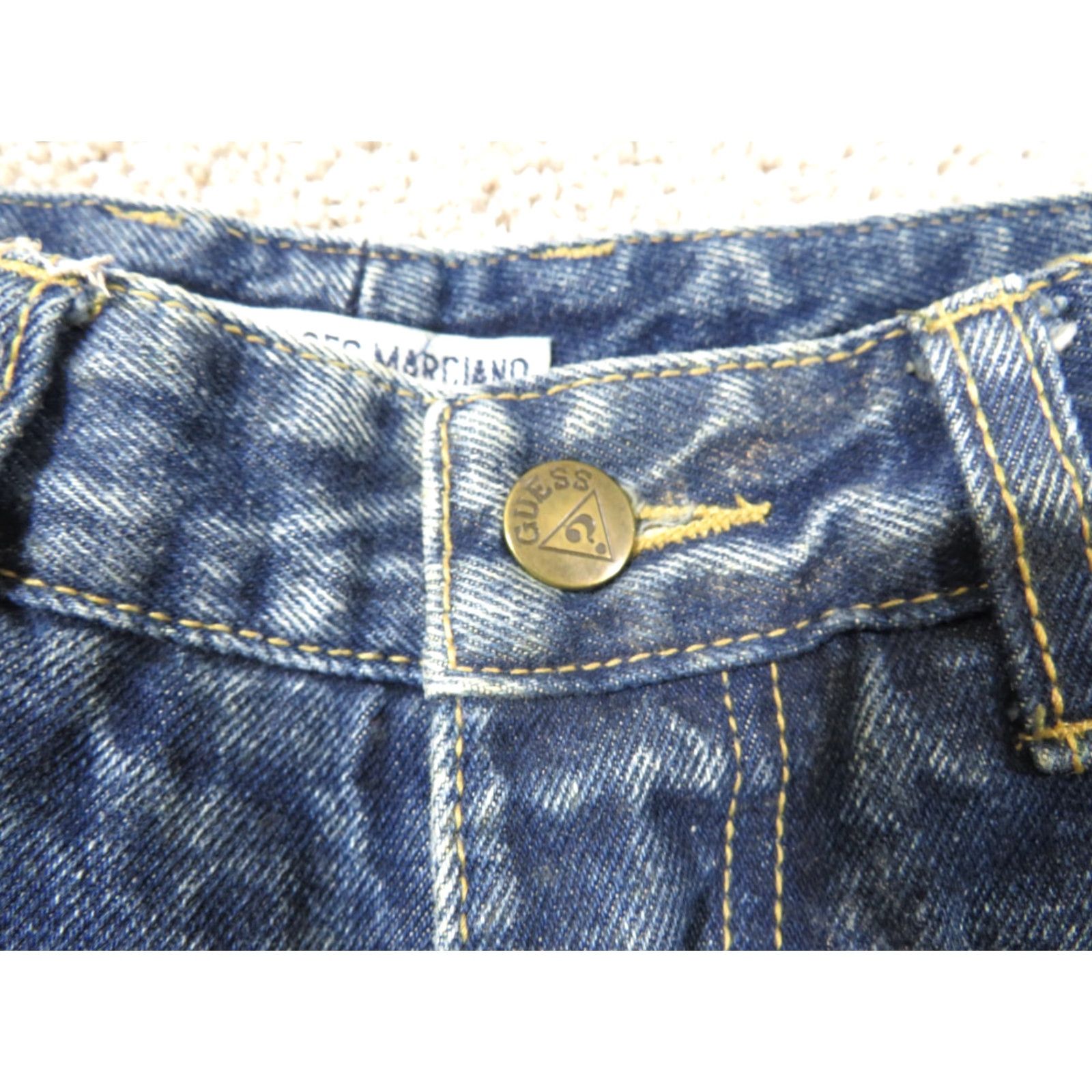 Guess VINTAGE GUESS JEANS Women Dark Blue Tapered 29 26x26.5 Inseam High Rise 5-Pocket Ankle Zip USA 80s 90s Designer Georges Marciano Size 29" - 5 Thumbnail