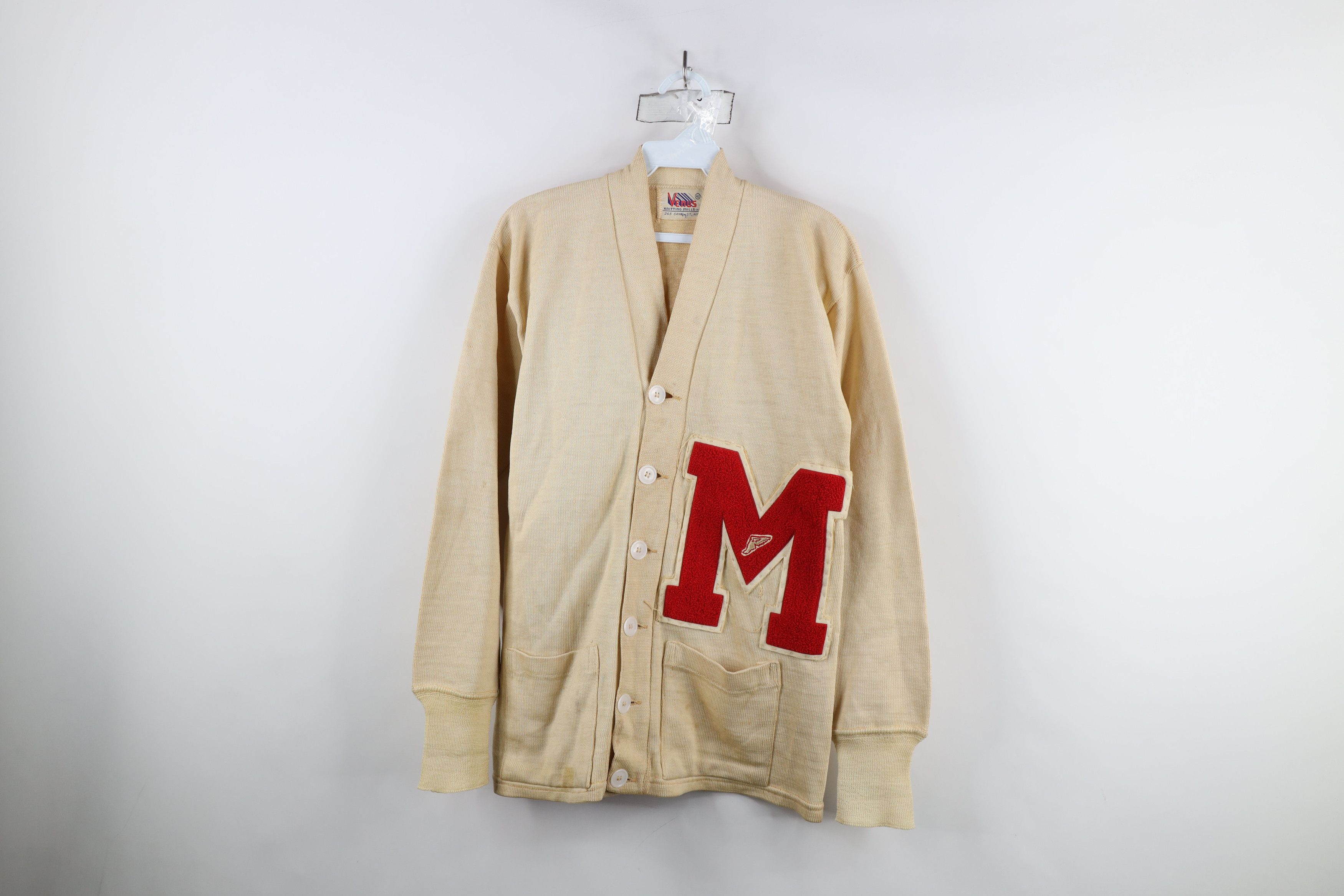 Vintage Vintage 50s Track Varsity Letterman Cardigan Sweater USA Size US L / EU 52-54 / 3 - 1 Thumbnail