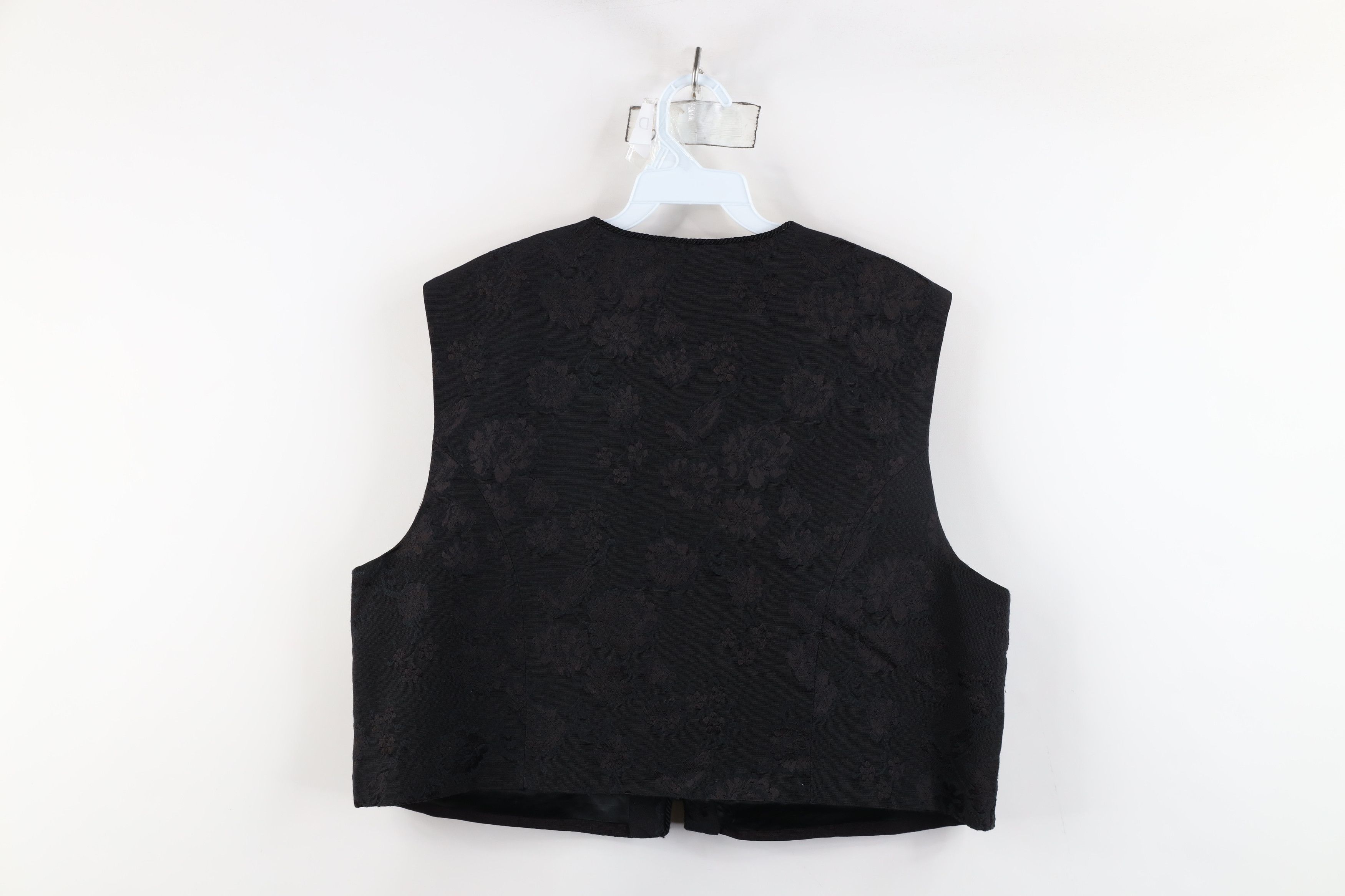 Vintage Vintage 90s Streetwear Lace Flower Button Vest Jacket Black Size XXL / US 16-18 / IT 52-54 - 10 Thumbnail
