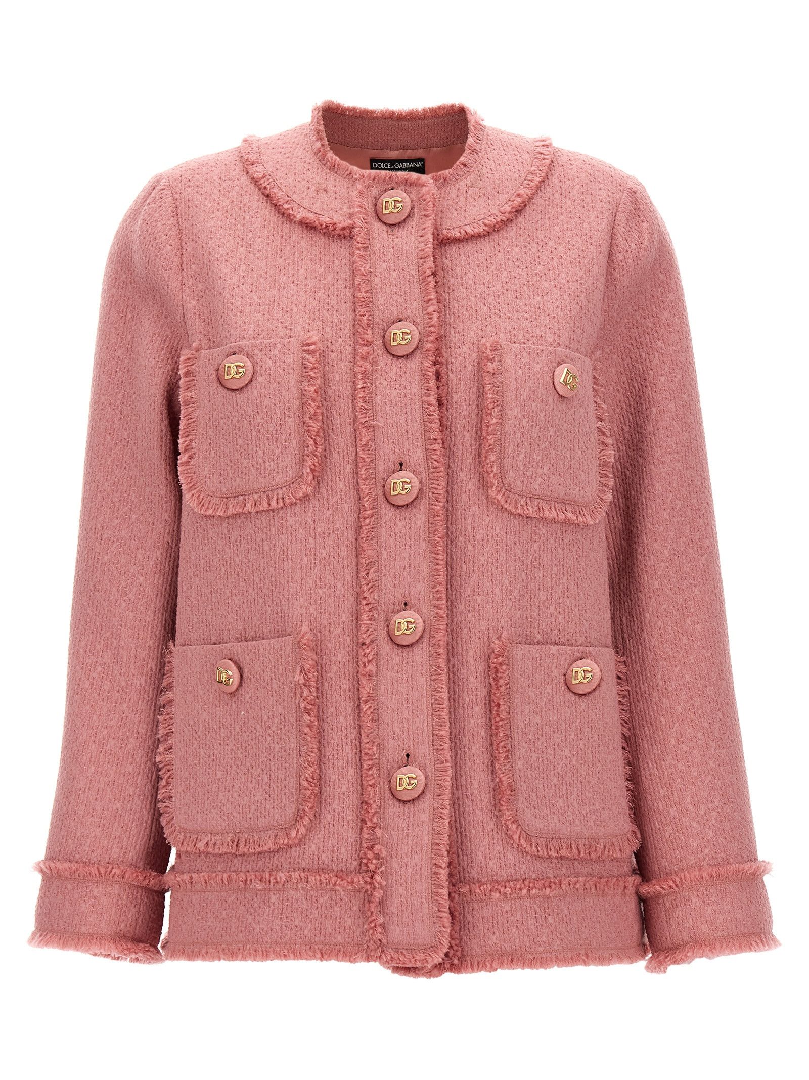 ジャケット Dolce & Gabbana Fuchsia tweed blazer (F26X8TFMMHN F0758) Short raschel tweed jacket in Pink for Women | Dolce&Gabbana® US