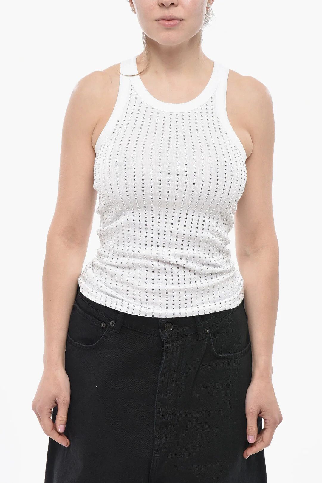 The Attico og1mm0426 Cotton Tank Top in White Size XS / US 0-2 / IT 36-38 - 1 Thumbnail