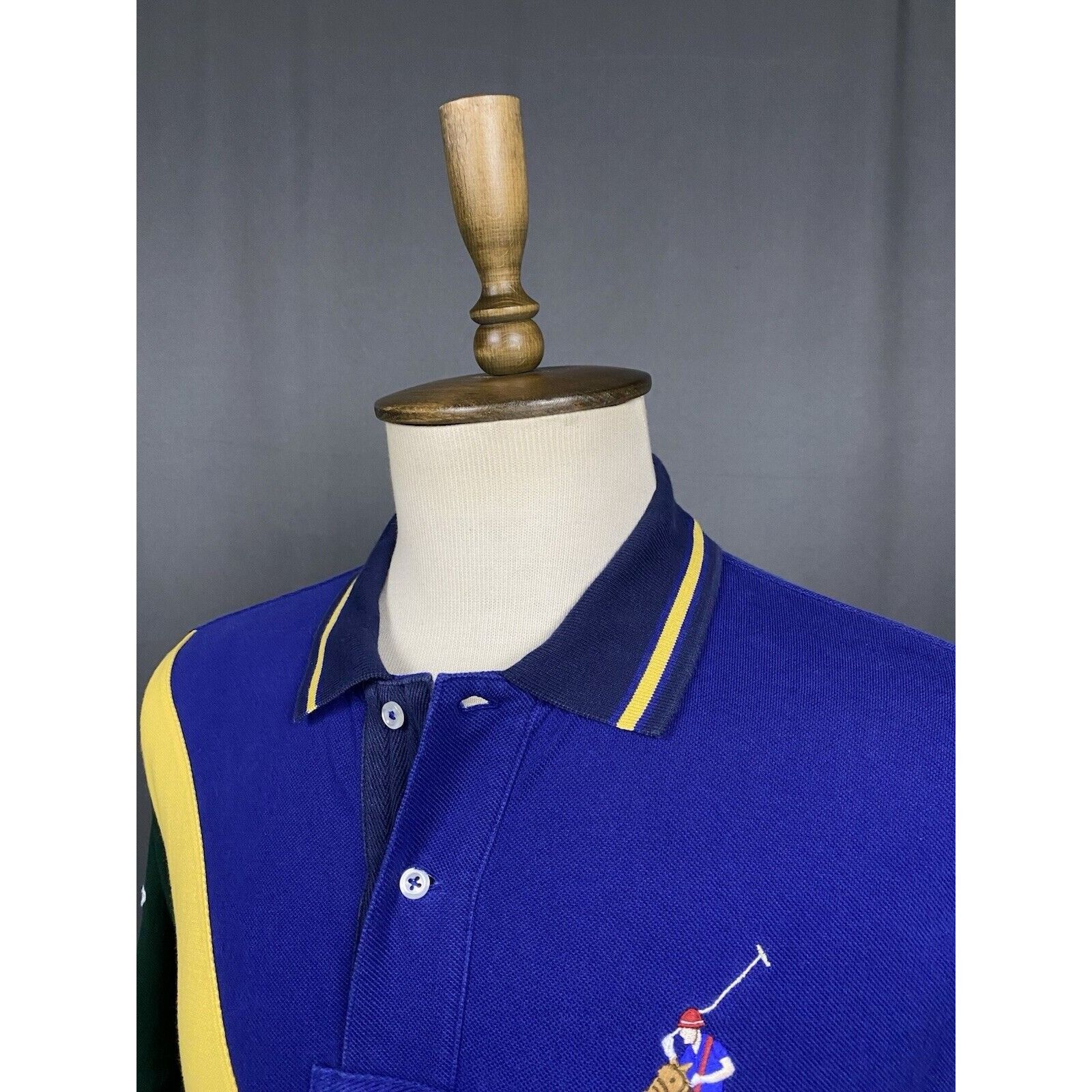 Polo Ralph Lauren Polo Ralph Lauren Big Logo VTG Men's Blue Yellow Polo T-Shir Size US L / EU 52-54 / 3 - 5 Thumbnail