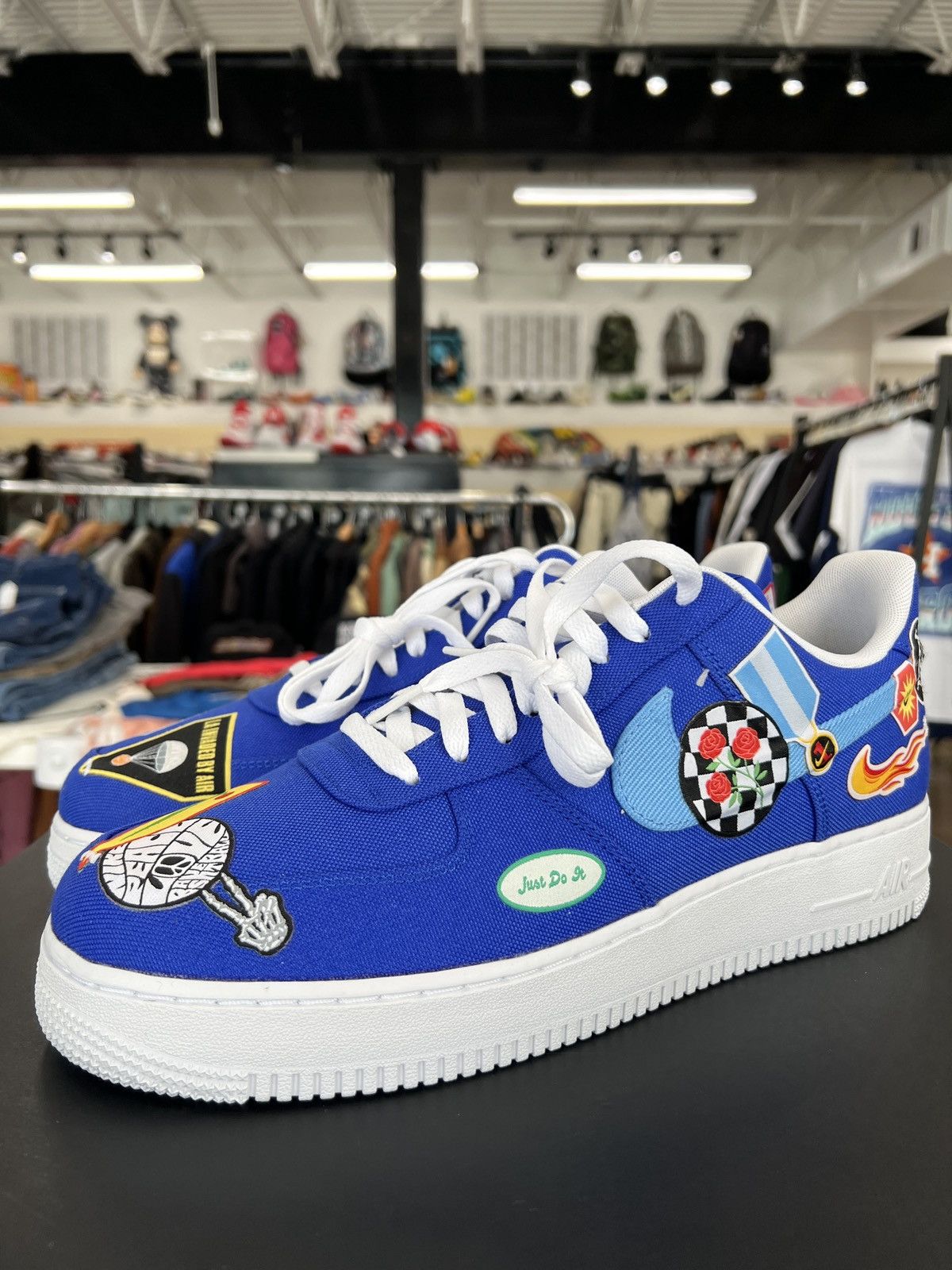 image of Nike Air Force 1 Los Angeles Patched Up Sz. 12 (2022) Shoes in Blue, Men's