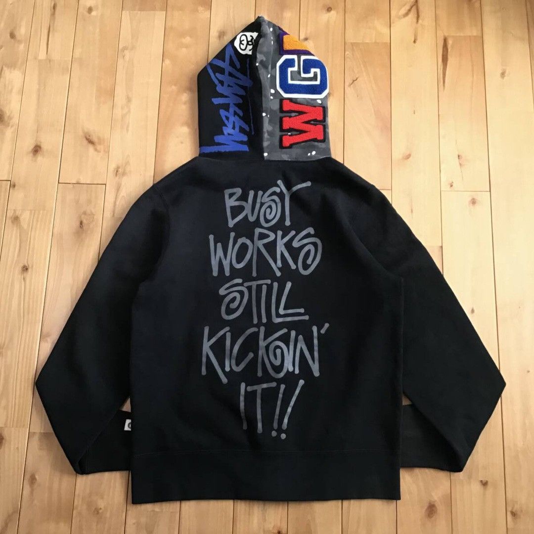 Bape STUSSY × BAPE CAMO Shark Full Zip Hoodie a bathing ape NIGO Size US M / EU 48-50 / 2 - 3 Thumbnail
