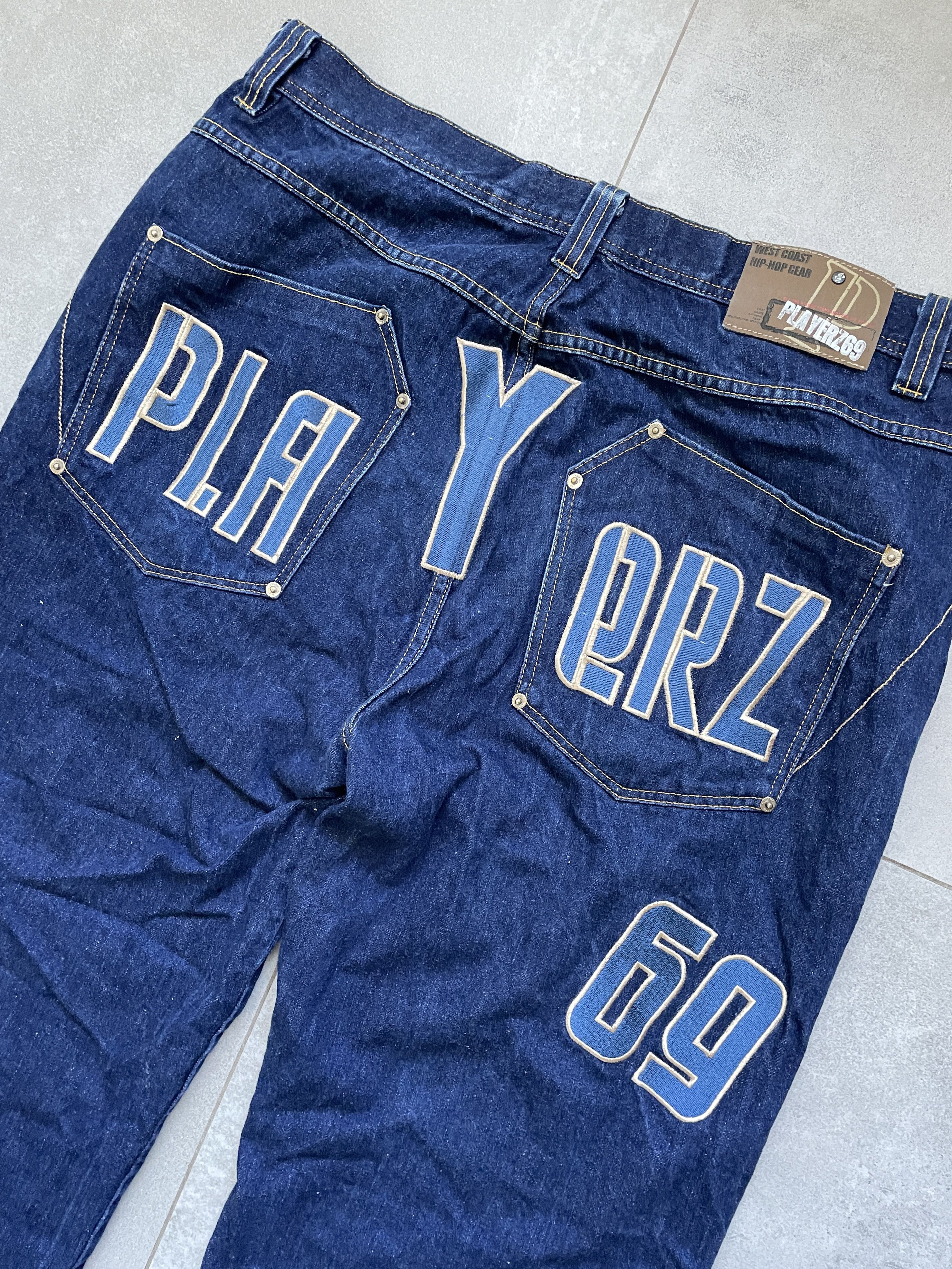 Y2K PLAYERZ 69 BAGGY NAVY DENIM JEANS