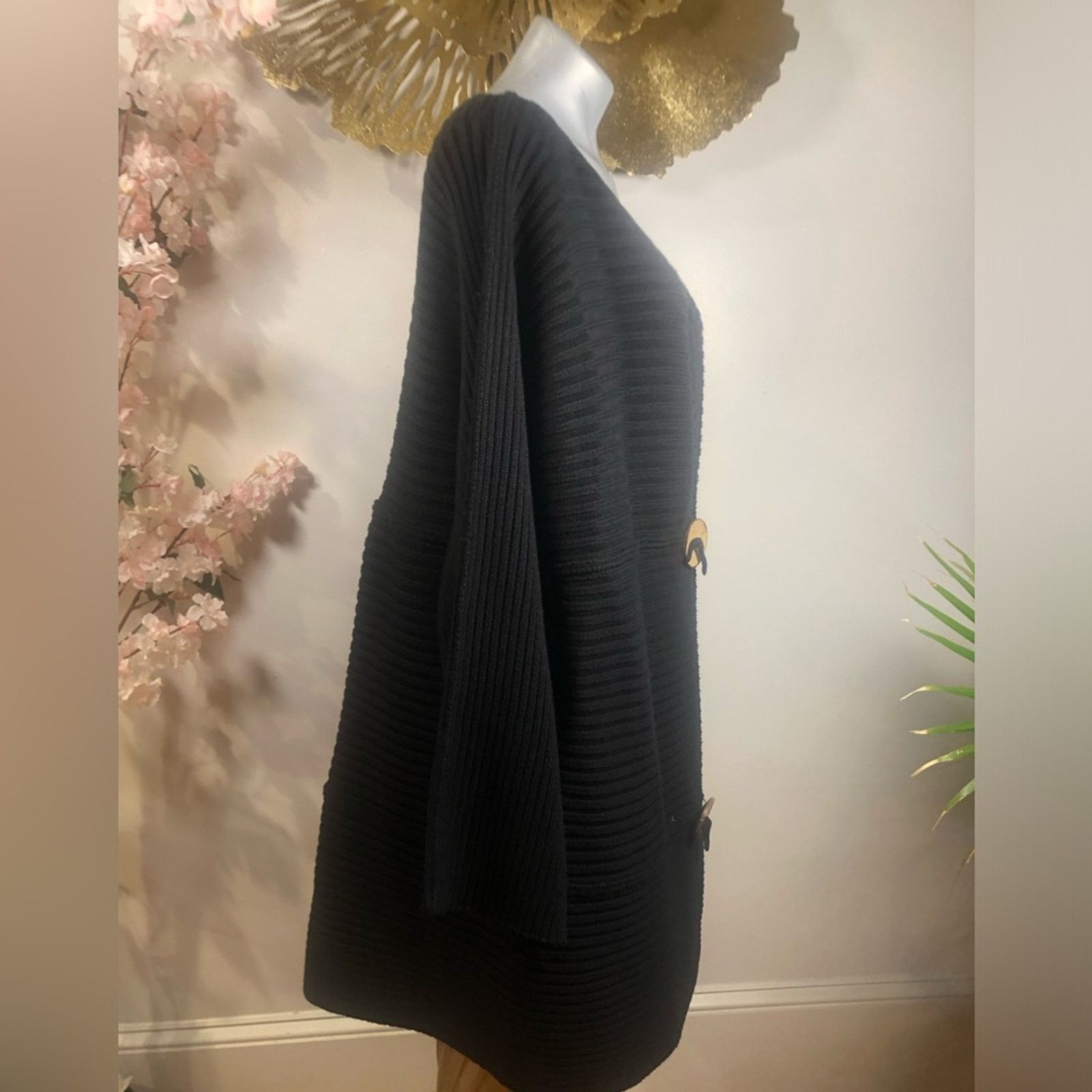 NBDN Nobrandedon Cardigan sweater woven in black wood buttons Size XL / US 12-14 / IT 48-50 - 3 Thumbnail