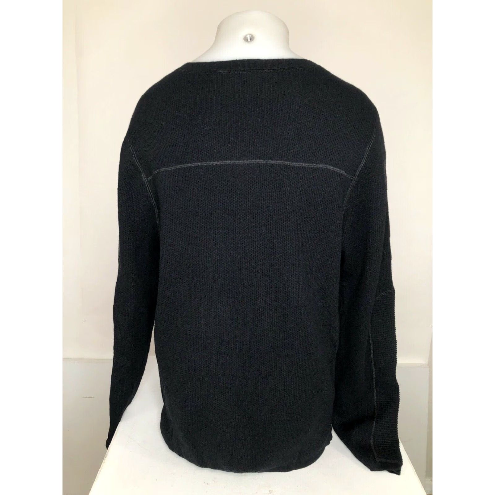 Helmut Lang HELMUT LANG Sweater Wool Blend Waffle-Knit Zip Both Sides Patch Black L Mens Size US L / EU 52-54 / 3 - 5 Thumbnail
