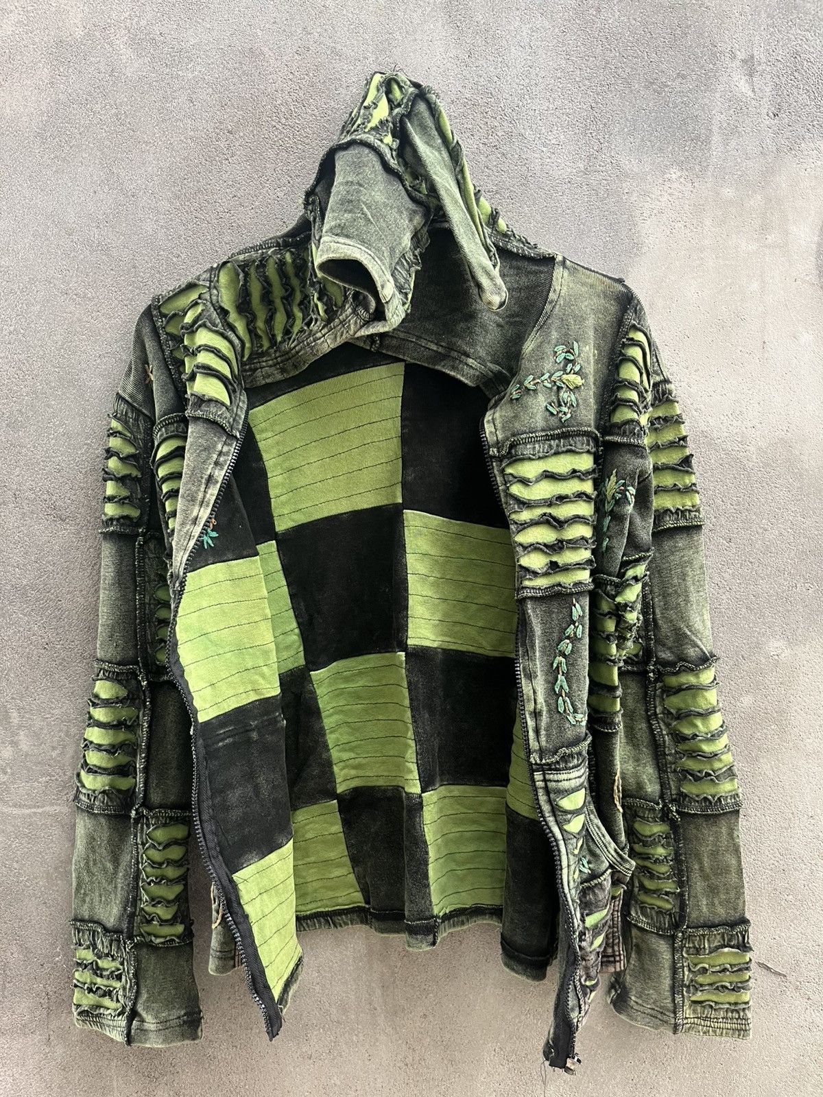 Japanese Brand Handcrafted Boho Patchwork Hoodie - Psychedelic Grunge Y2K Size US XL / EU 56 / 4 - 9 Thumbnail