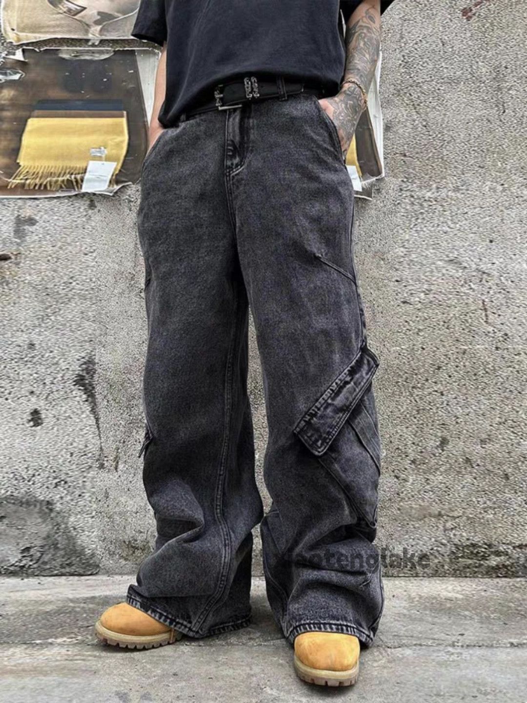 Vintage Custom washed faded loose baggy skate hiphop jeans Size US 28 / EU 44 - 2 Thumbnail