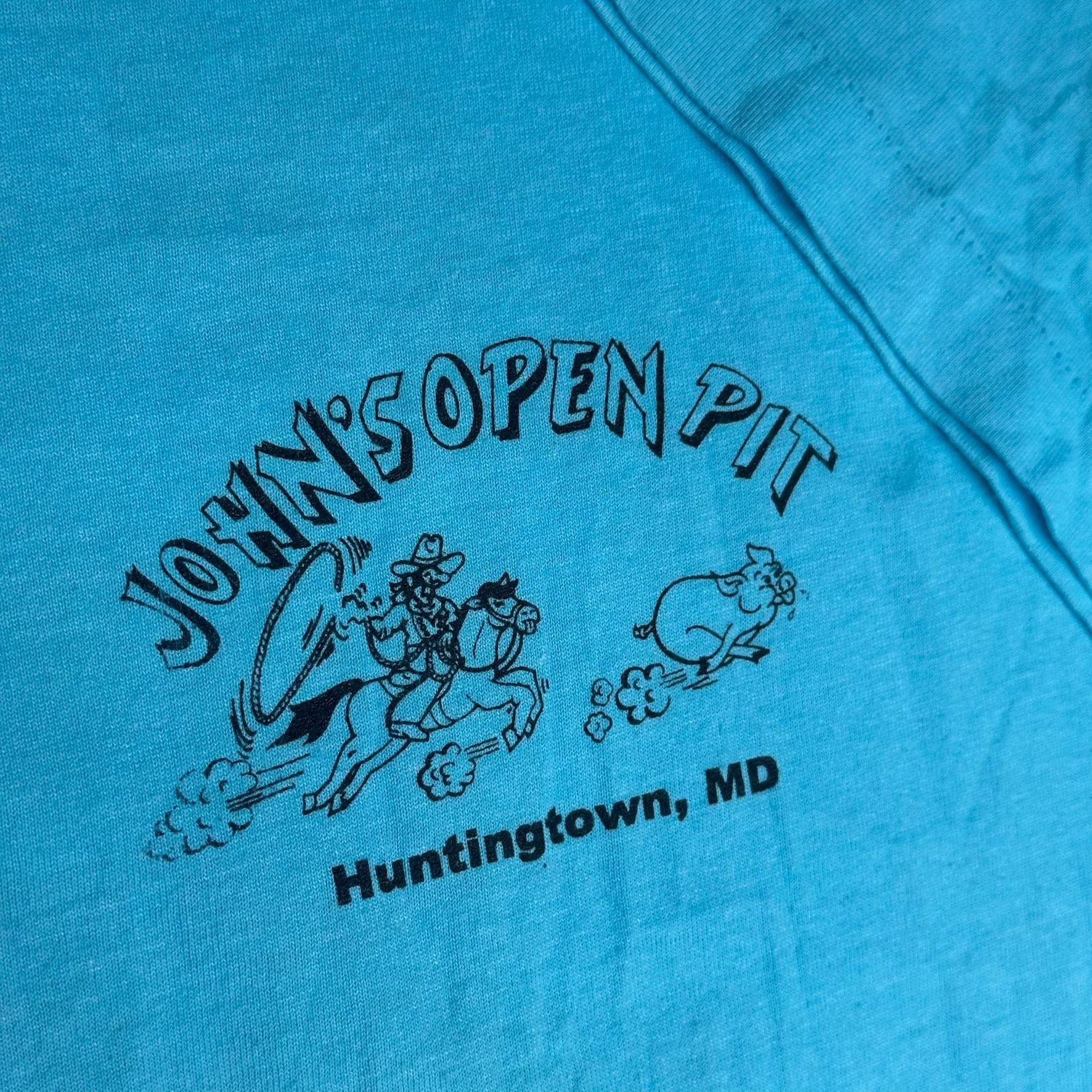 Fruit Of The Loom Vintage 90s Barbeque Cowboy T-Shirt Blue XL Single Stitch BB Size US XL / EU 56 / 4 - 5 Thumbnail