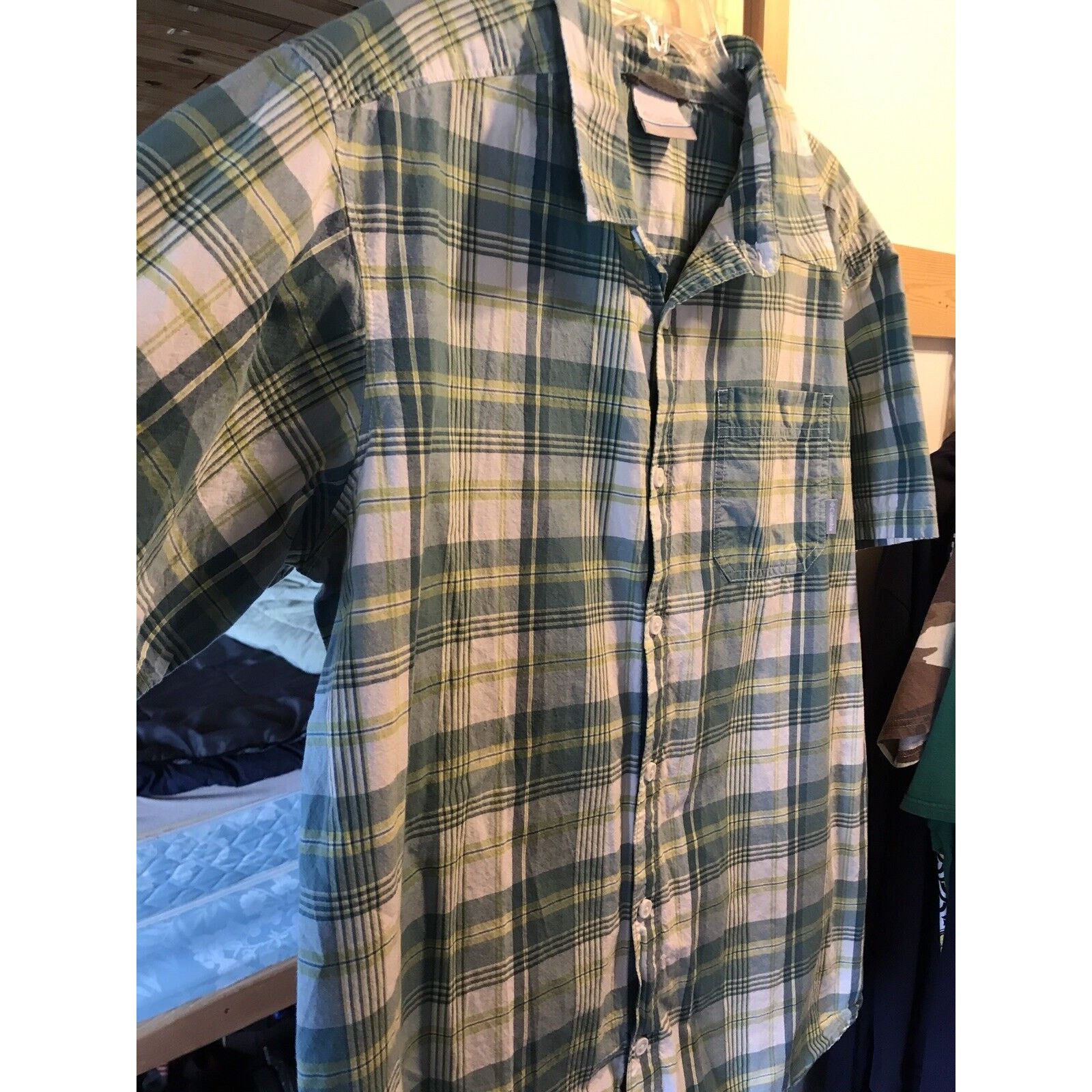 Columbia Columbia Men’s XL Blue Green Plaid SS Button Up Cotton Shirt Size US XL / EU 56 / 4 - 6 Thumbnail