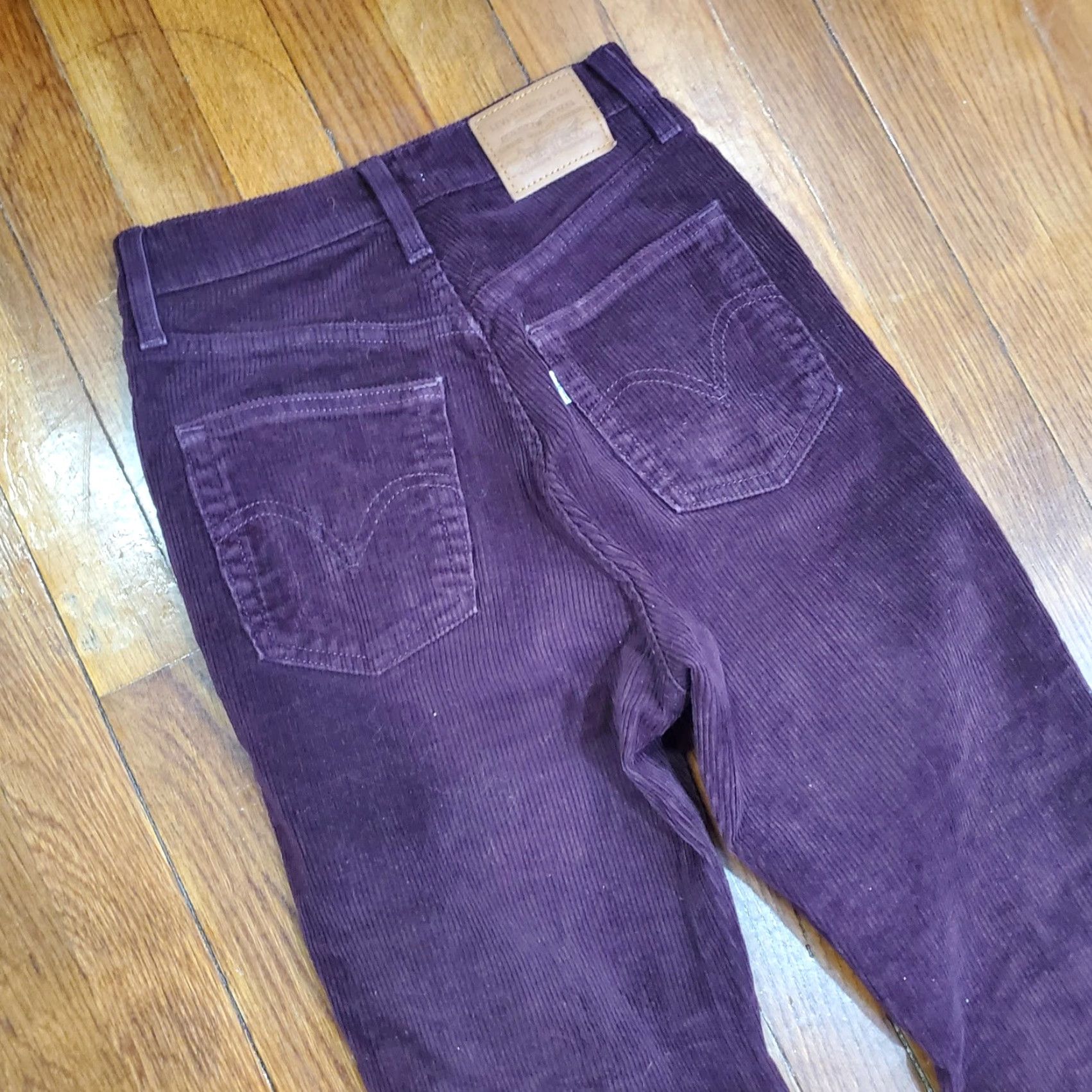Levi's VINTAGE Levis Premium Ribcage Boot Pants Womens 24 Maroon Corduroy Bootcut High Rise Size 42" / US 20 - 3 Thumbnail
