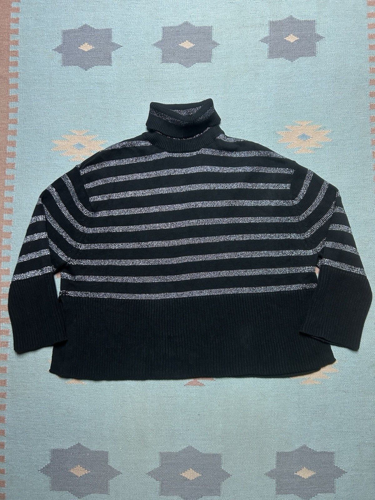 Gap Gap turtleneck sweater cotton knit lurex sparkle striped L Size L / US 10 / IT 46 - 1 Thumbnail