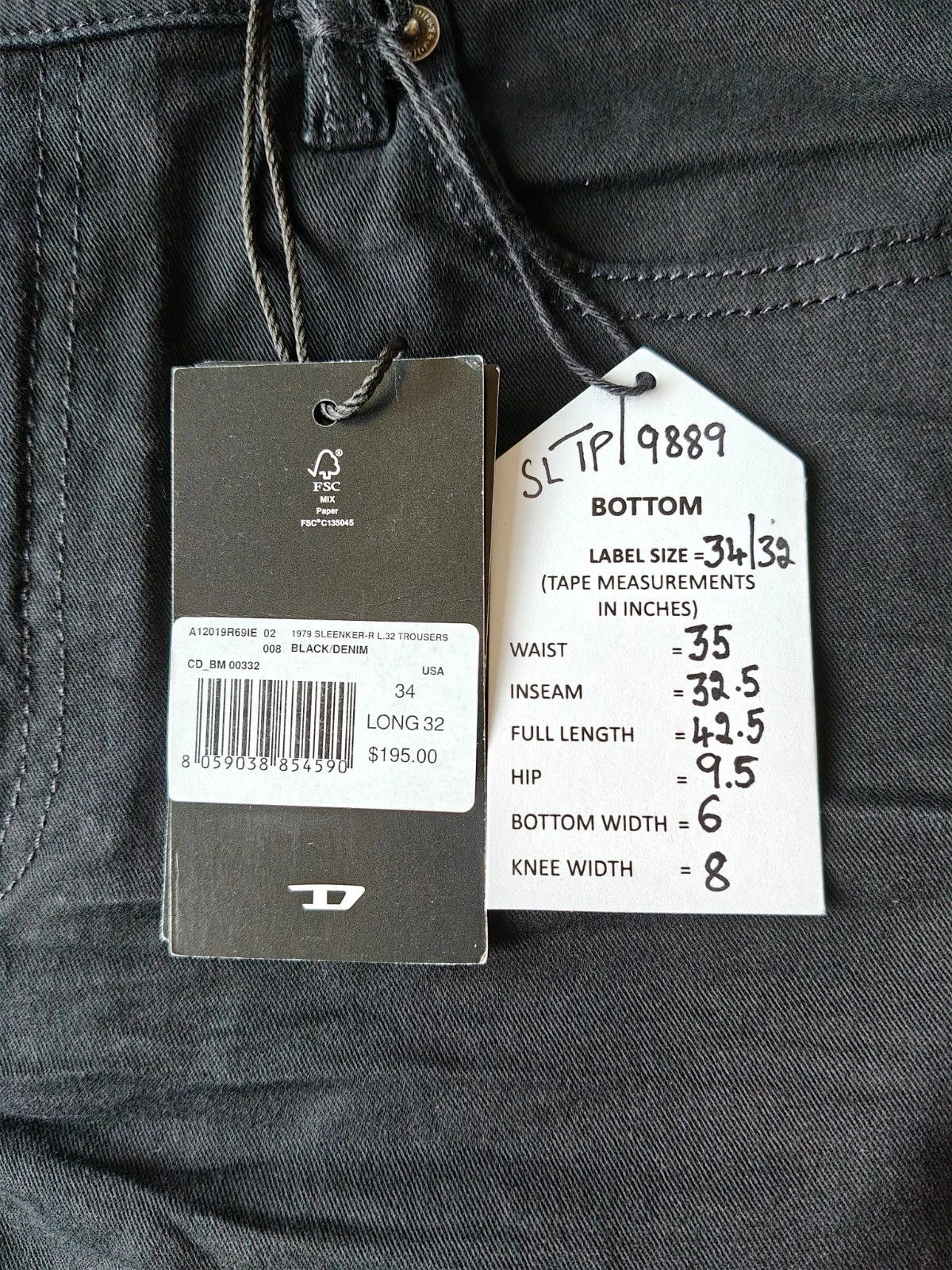 Diesel Diesel 1979 SLEENKER-R L.32 MENS JEANS SLTP/9889 Size US 34 / EU 50 - 6 Thumbnail