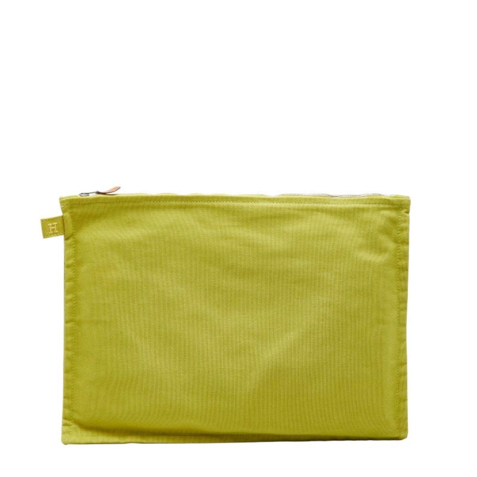 Hermès Bora GM (Large) Pouch Green Cotton Women's HERMES