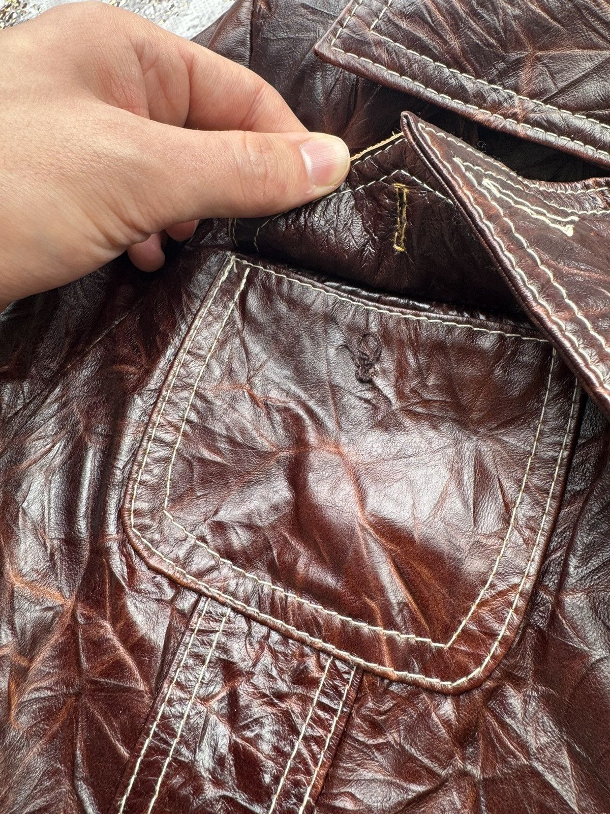 Genuine Leather × Vintage Vintage Leather Jacket With Belt Size S / US 4 / IT 40 - 4 Thumbnail