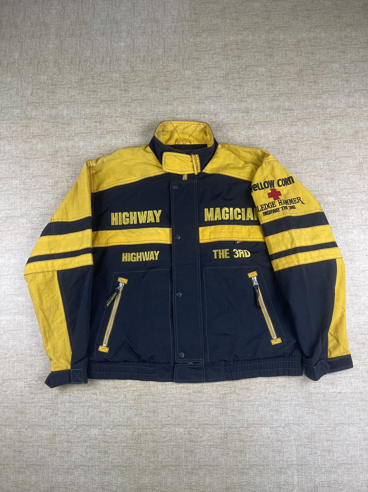 Vintage 🔥YELLOW CORN Magician Highway Sledge Hammer Biker Jacket Size US L / EU 52-54 / 3 - 2 Thumbnail