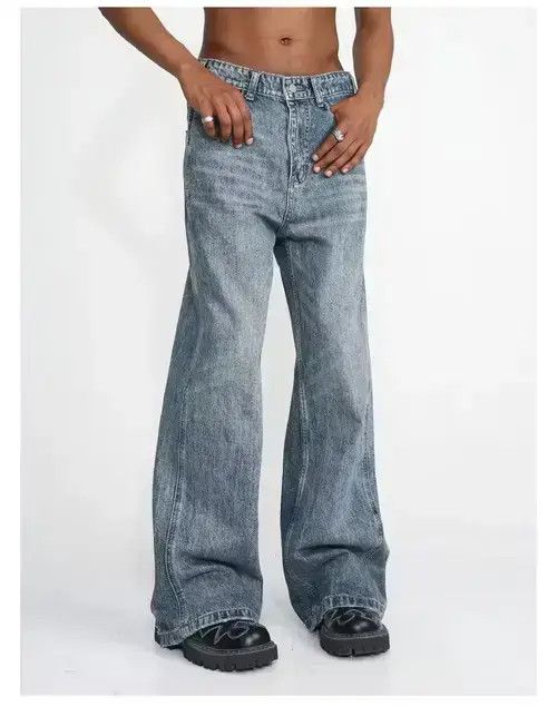 Japanese Brand VIBE Street Hip Hop Y2K Washed Faded Flared Jeans Size US 32 / EU 48 - 6 Thumbnail